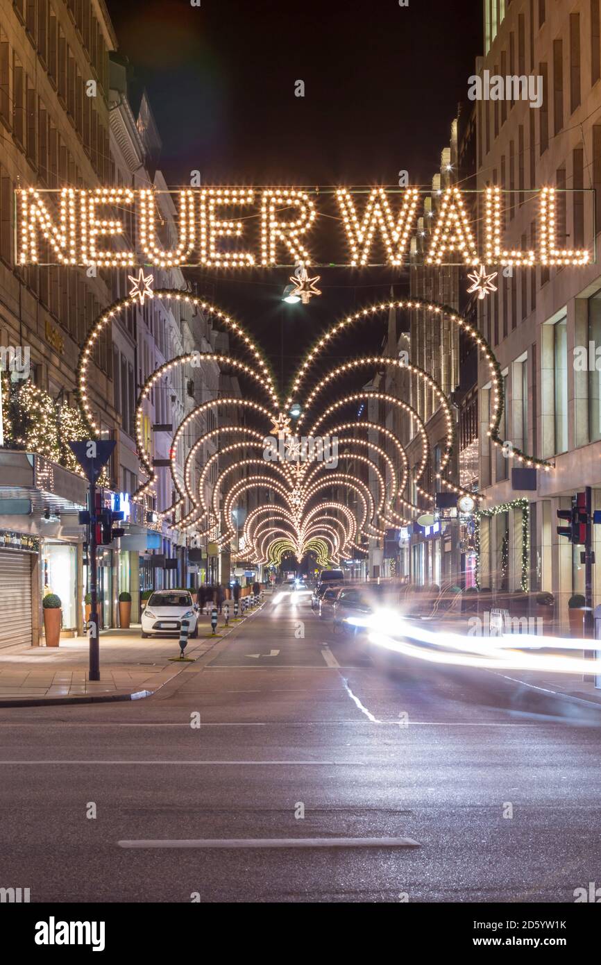 Germany, Hamburg, exclusive shopping street Neuer Wall at Christmas time Stock Photo