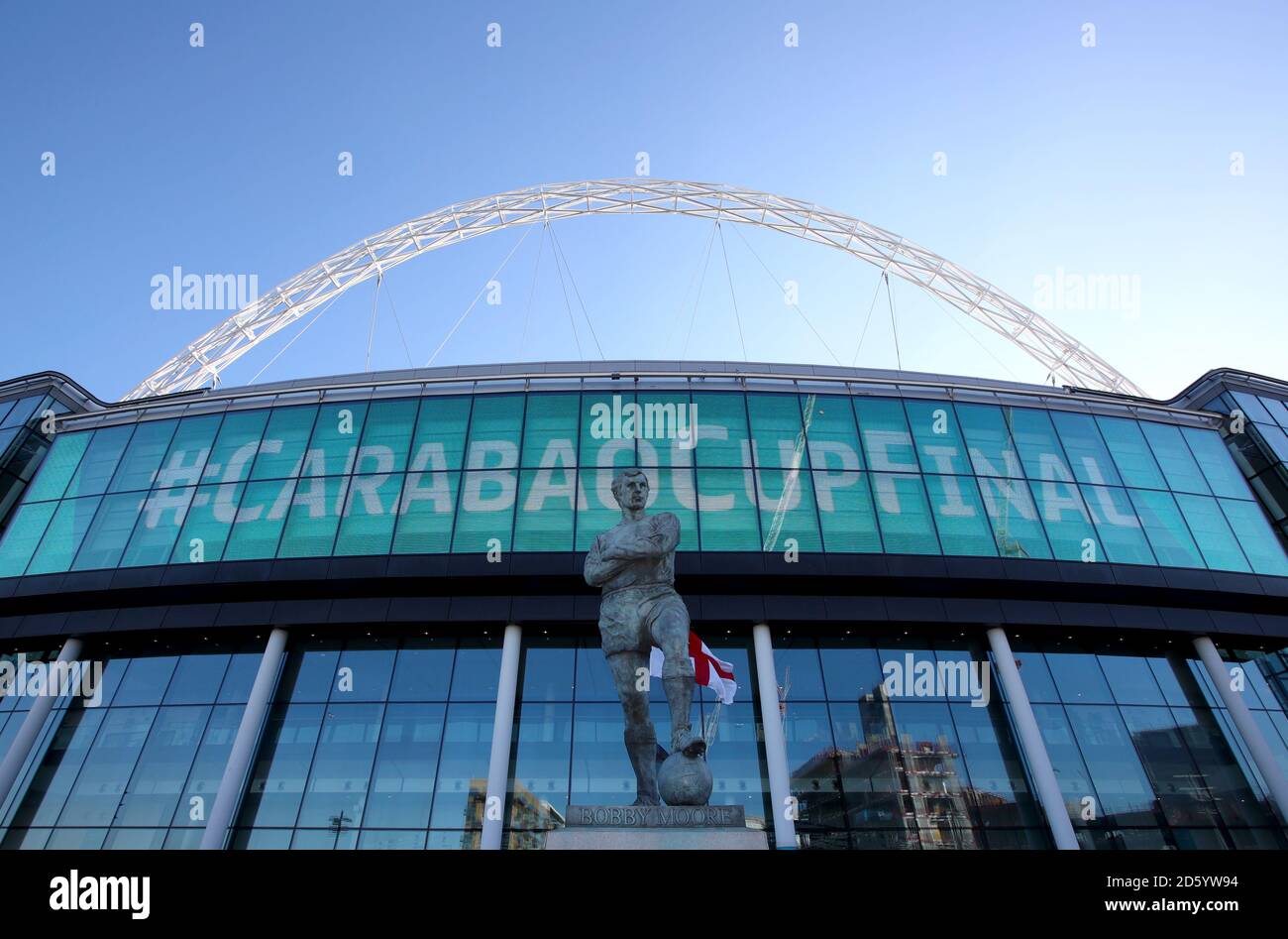 General view of the Bobby Moore Statue outside Wembley Stadium ahead of