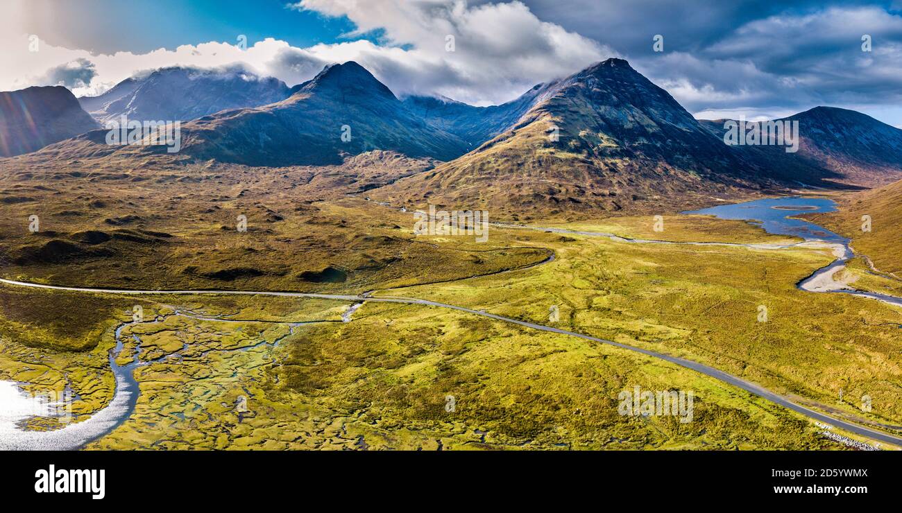 United Kingdom, Scotland, Northwest Highlands, Isle of Skye, Panoramic view of Loch Slapin Stock Photo