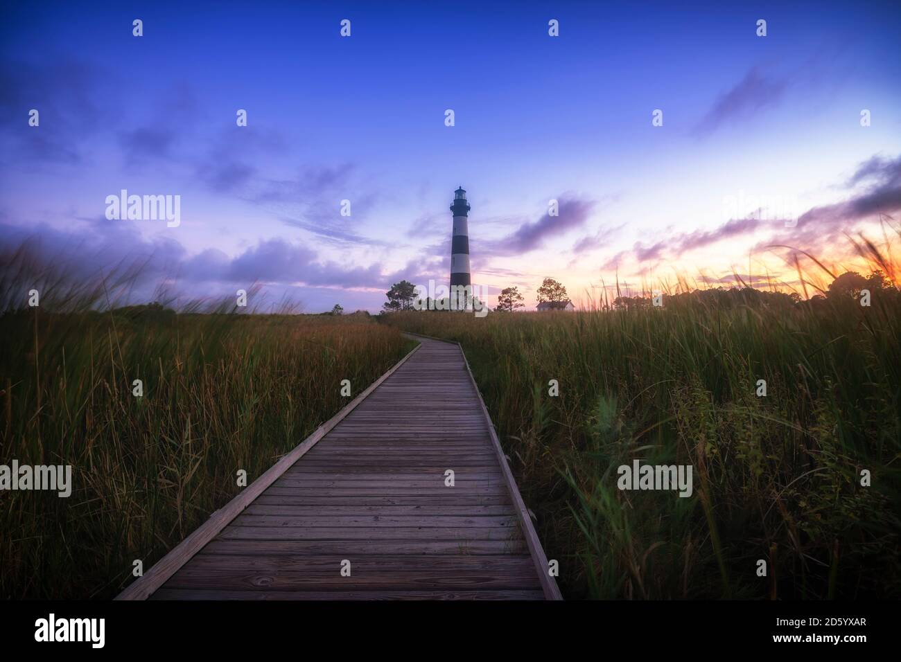 USA, North Carolina, Outer Banks, view to Bodie Island Lighthouse Stock Photo