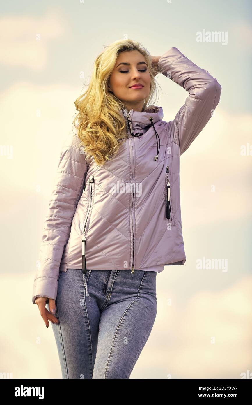 girl wearing casual jeans clothes 