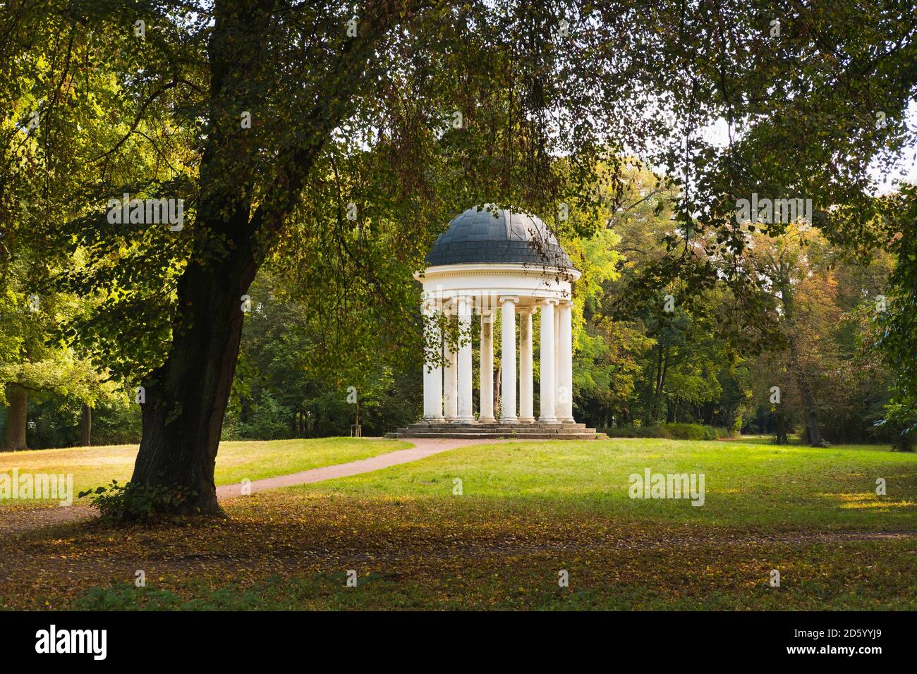 Germany, Dessau-Rosslau, Dessau-Woerlitz Garden Realm, Ionic temple at Georgium ladscape garden Stock Photo