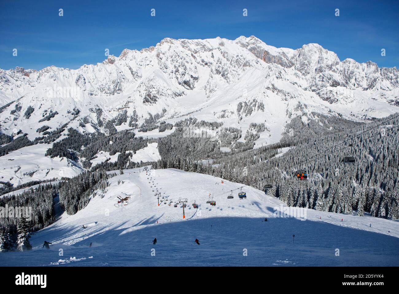 Austria, ski area Muehlbach-Hochkoenig in winter Stock Photo