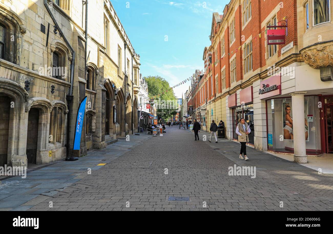 Saltergate street in the centre of the City of Lincoln, Lincolnshire, England, UK Stock Photo
