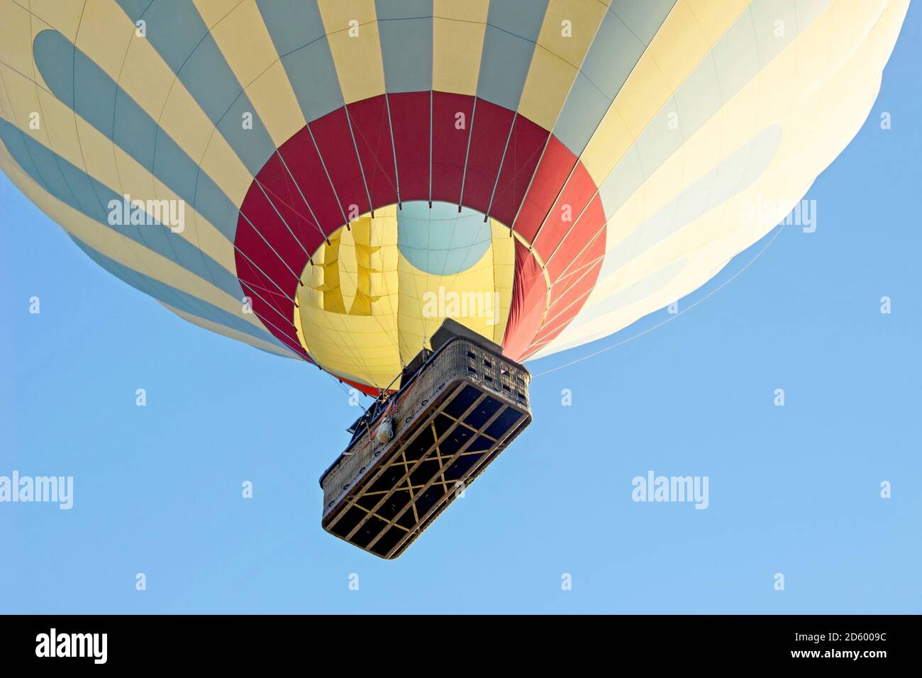 yellow hot air balloon in blue sky in Cappadocia Stock Photo - Alamy