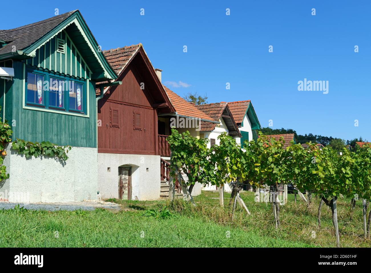 Austria, Burgenland, Kohfidisch, Csaterberg, village with rustic houses Stock Photo