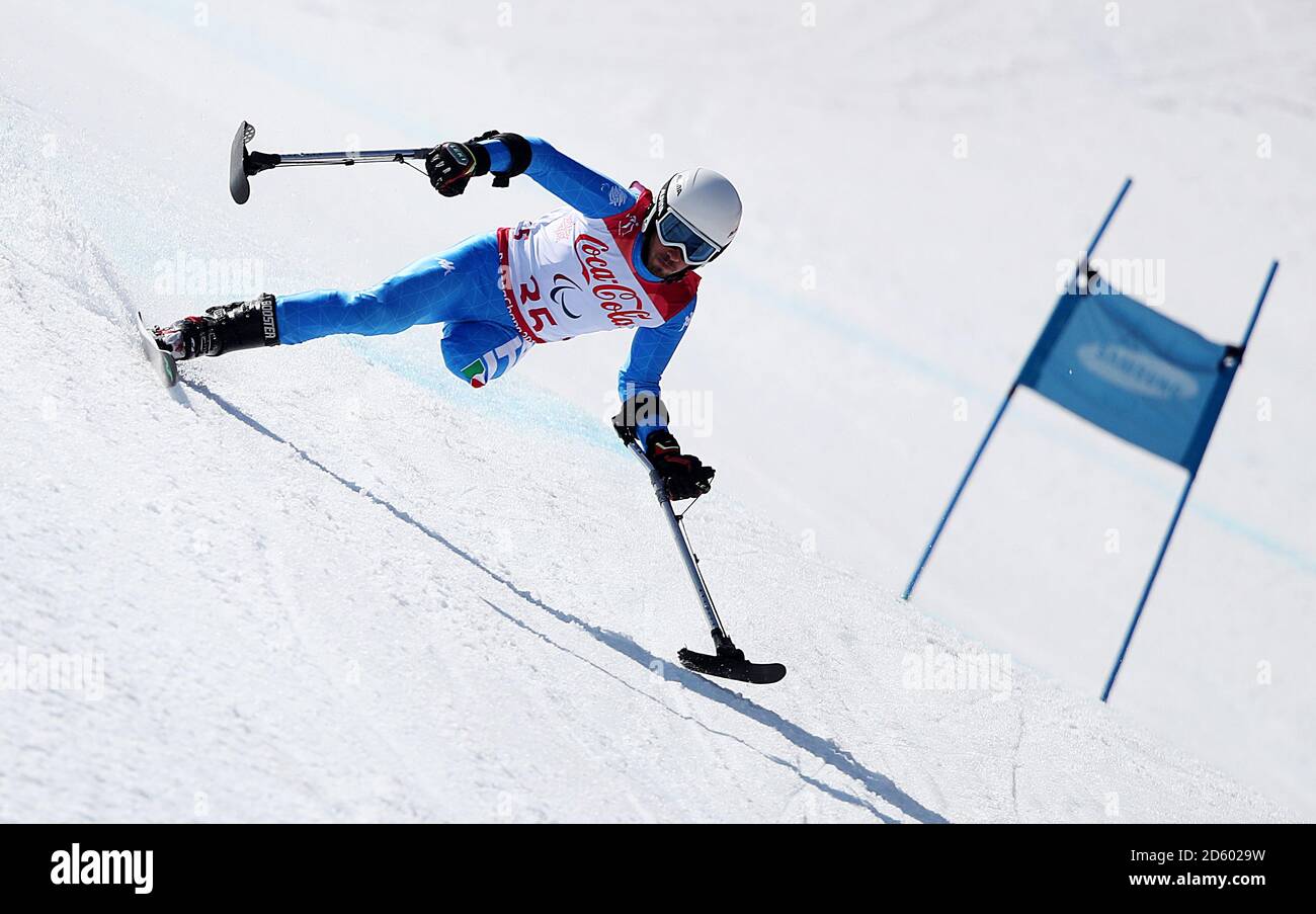 Italy's Davide Bendotti competes in the Men's Super Combined, Standing Super G during day four of the PyeongChang 2018 Winter Paralympics in South Korea Stock Photo