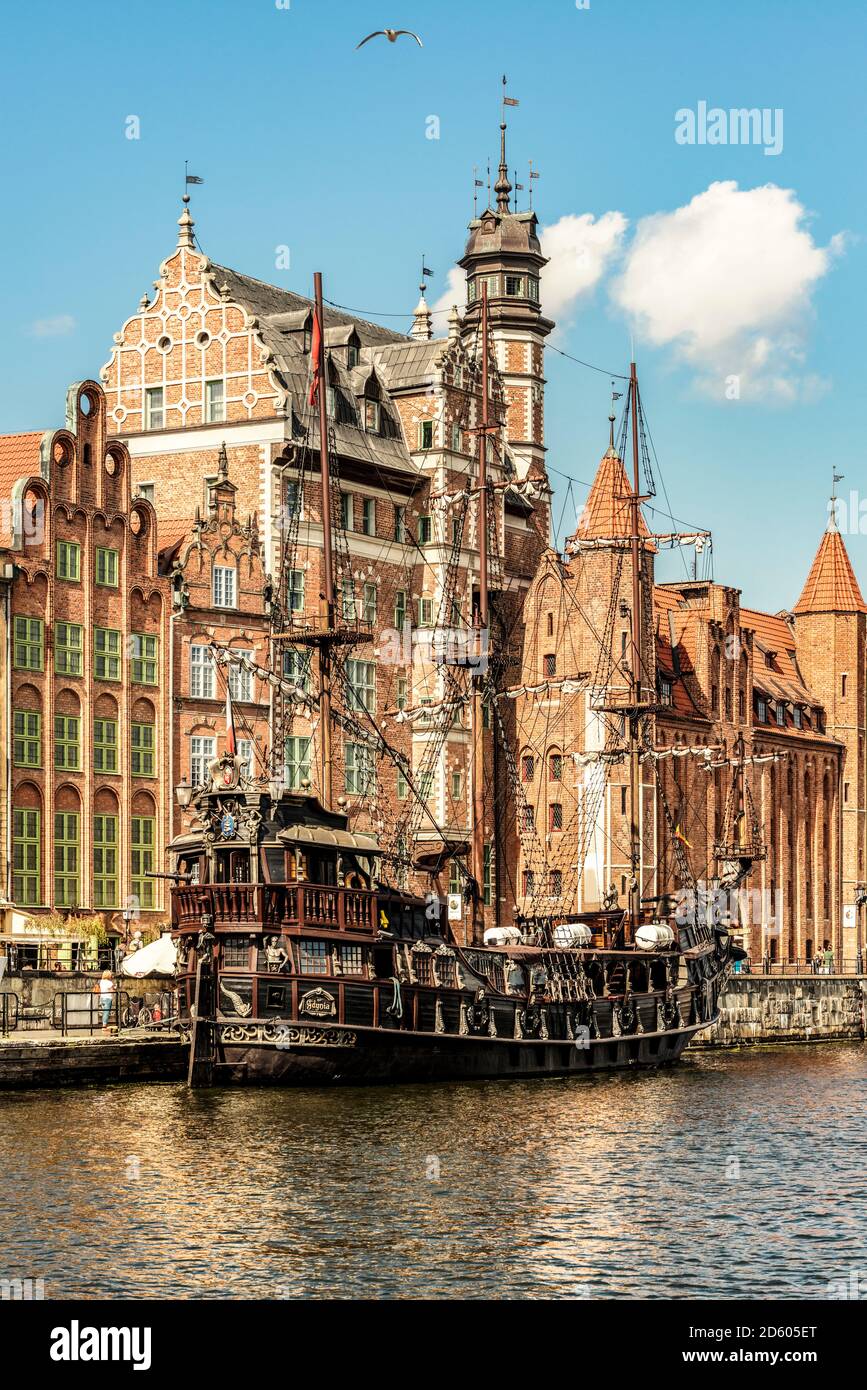 Poland, Gdansk, old town, pirate ship on Motlawa river Stock Photo