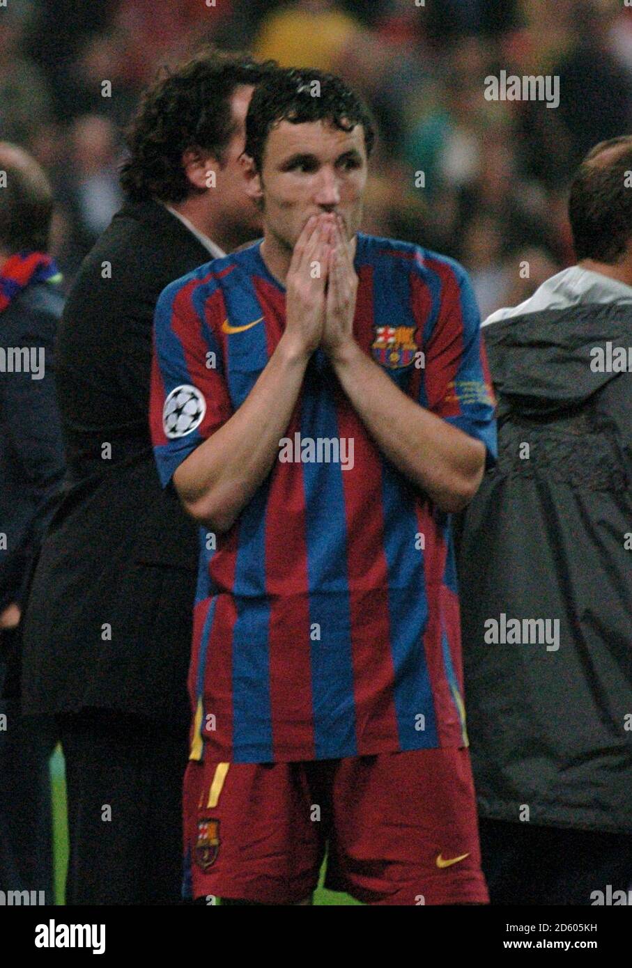 Barcelona's Mark van Bommel takes time to compose himself Stock Photo