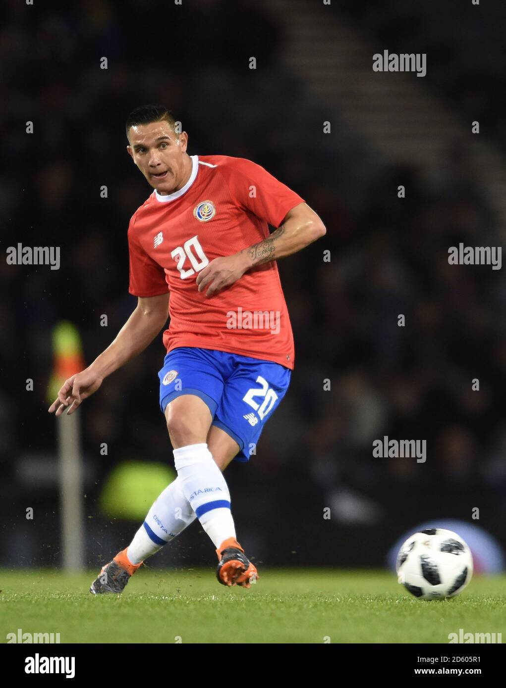 Costa Rica's David Guzman in action during the international friendly match at Hampden Park, Glasgow. RESTRICTIONS: Use subject to restrictions. Editorial use only. Commercial use only with prior written consent of the Scottish FA. Stock Photo