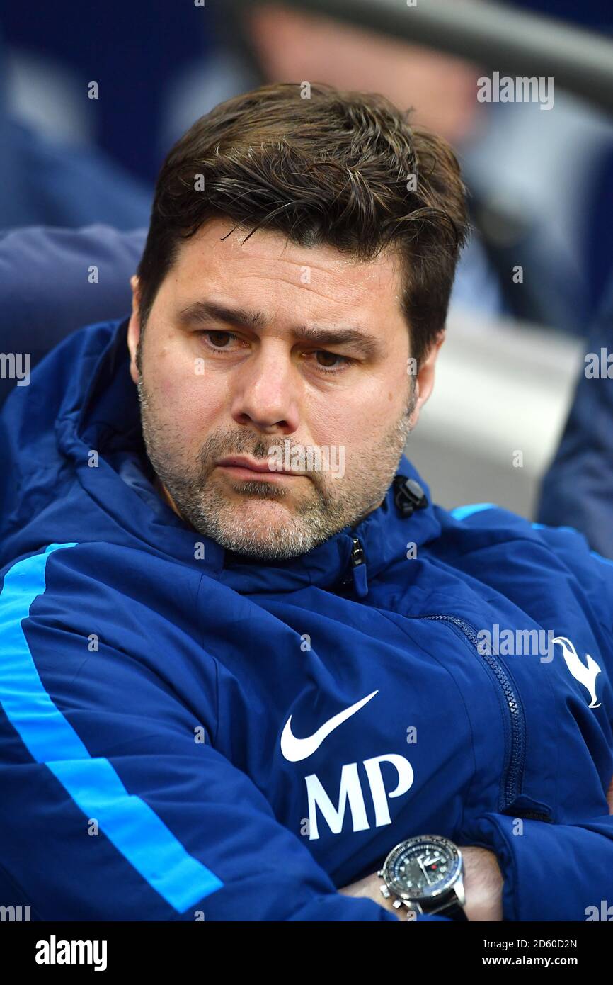 Tottenham Hotspur manager Mauricio Pochettino ahead of the Premier League match at Wembley Stadium, London. PRESS ASSOCIATION Photo. Picture date: Saturday April 14, 2018. See PA story SOCCER Tottenham. Photo credit should read: Dominic Lipinski/PA Wire. RESTRICTIONS: EDITORIAL USE ONLY No use with unauthorised audio, video, data, fixture lists, club/league logos or 'live' services. Online in-match use limited to 75 images, no video emulation. No use in betting, games or single club/league/player publications. Stock Photo