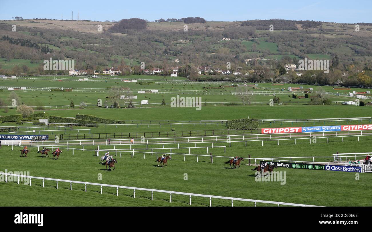 Another Hero ridden by Barry Geraghty on their way to victory in the Weatherite Handicap Chase during the April Meeting at Cheltenham Racecourse Stock Photo