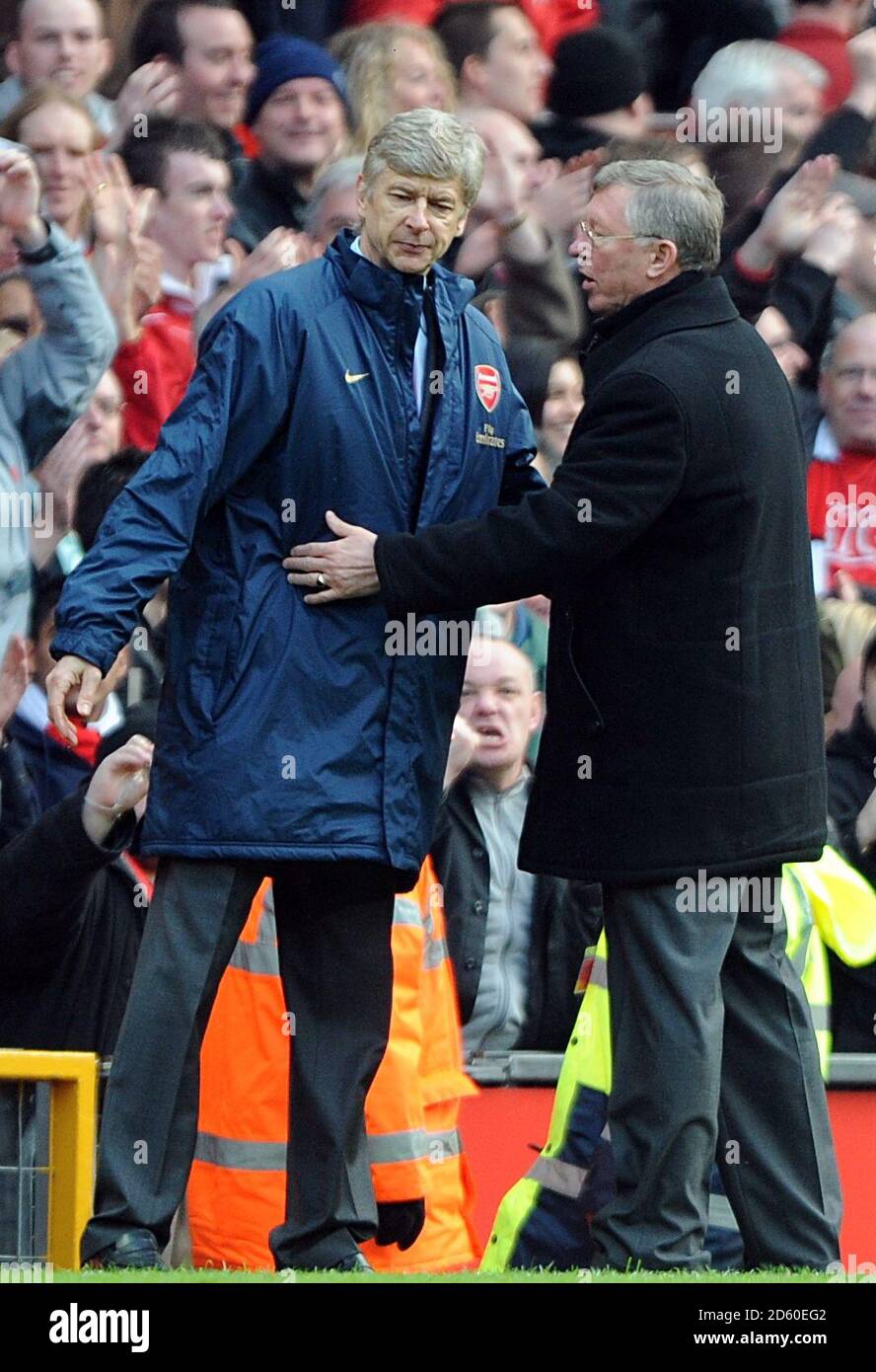 FILE PHOTO: Arsene Wenger is to leave Arsenal at the end of the season, ending a near 22-year reign as manager  Manchester United manager Sir Alex Ferguson (r) and Arsenal manager Arsene Wenger after the final whistle ... Soccer - Barclays Premier League - Manchester United v Arsenal - Old Trafford ... 13-04-2008 ... Manchester ... United Kingdom ... Photo credit should read: Neal Simpson/EMPICS Sport. Unique Reference No. 5855940 ...  Stock Photo