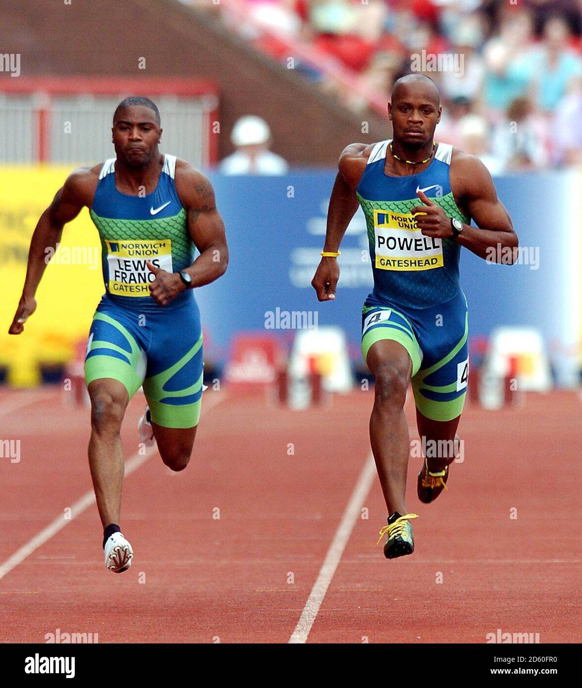 Jamaica’s Asafa Powell cruises home to win his 100m heat Stock Photo