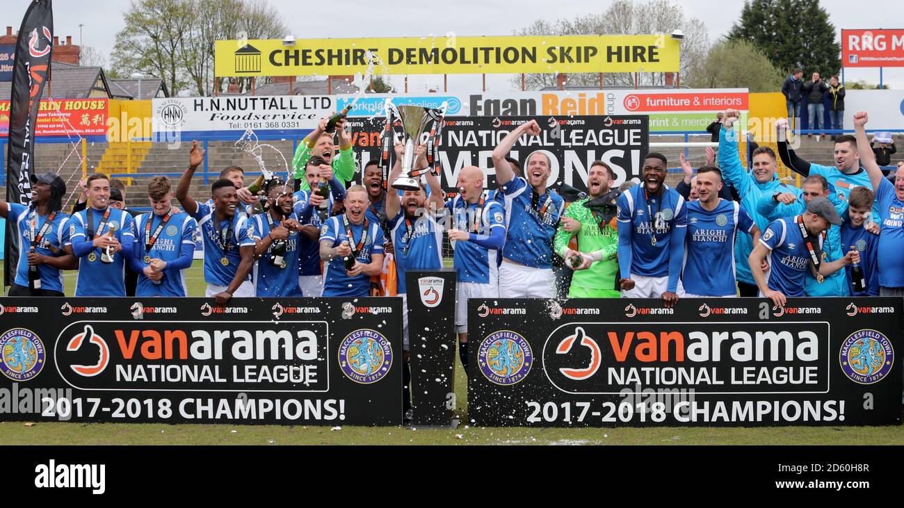 Macclesfield Town celebrates after being crowned Vanarama National League  champions Stock Photo - Alamy