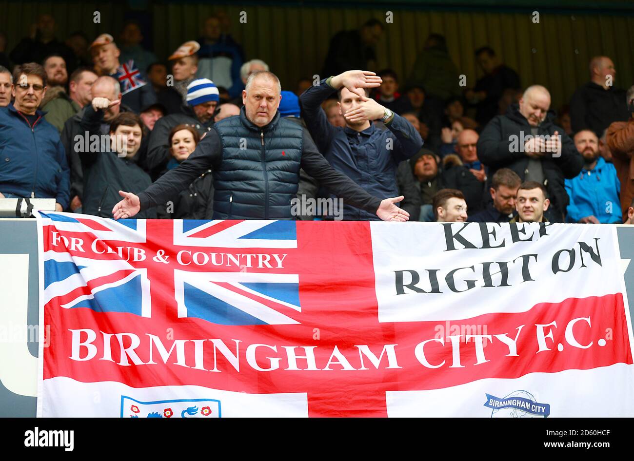 Birmingham City fans in the stands Stock Photo Alamy