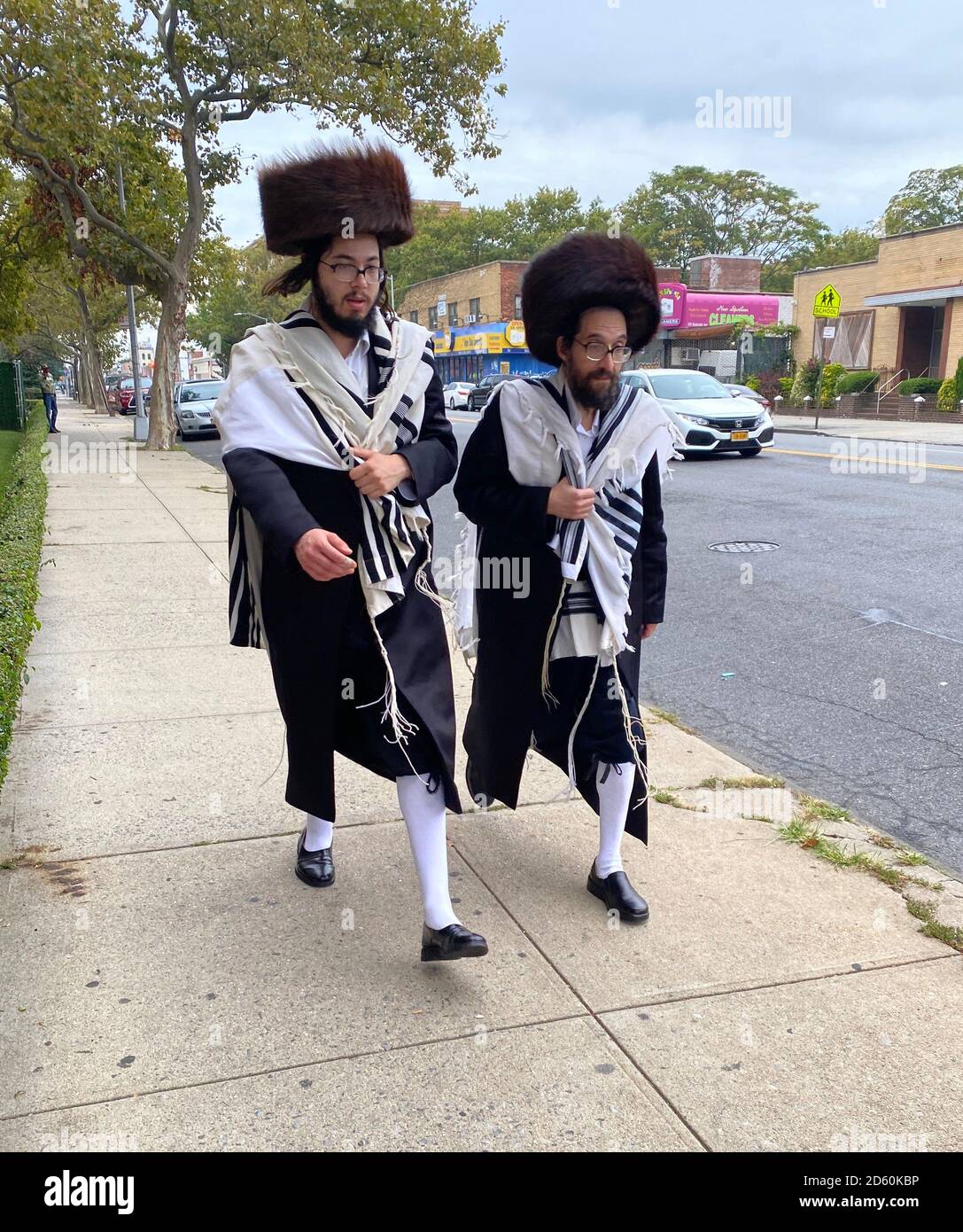 Two Religious Orthodox Jewish Men Walk To Synagogue On Rosh Hashanah ...