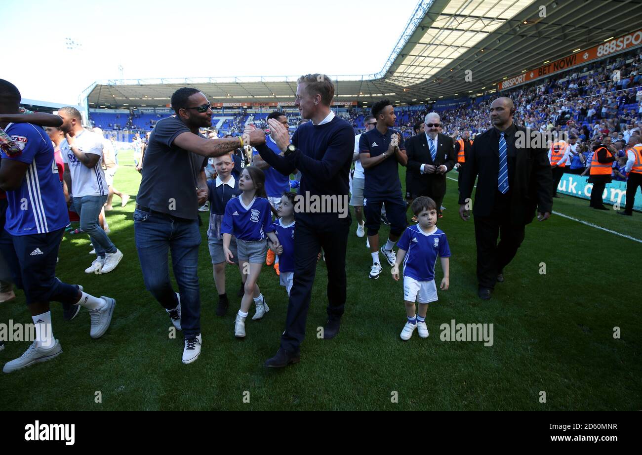 Birmingham City Manager Gary Monk during a lap of honour after the final whistle Stock Photo
