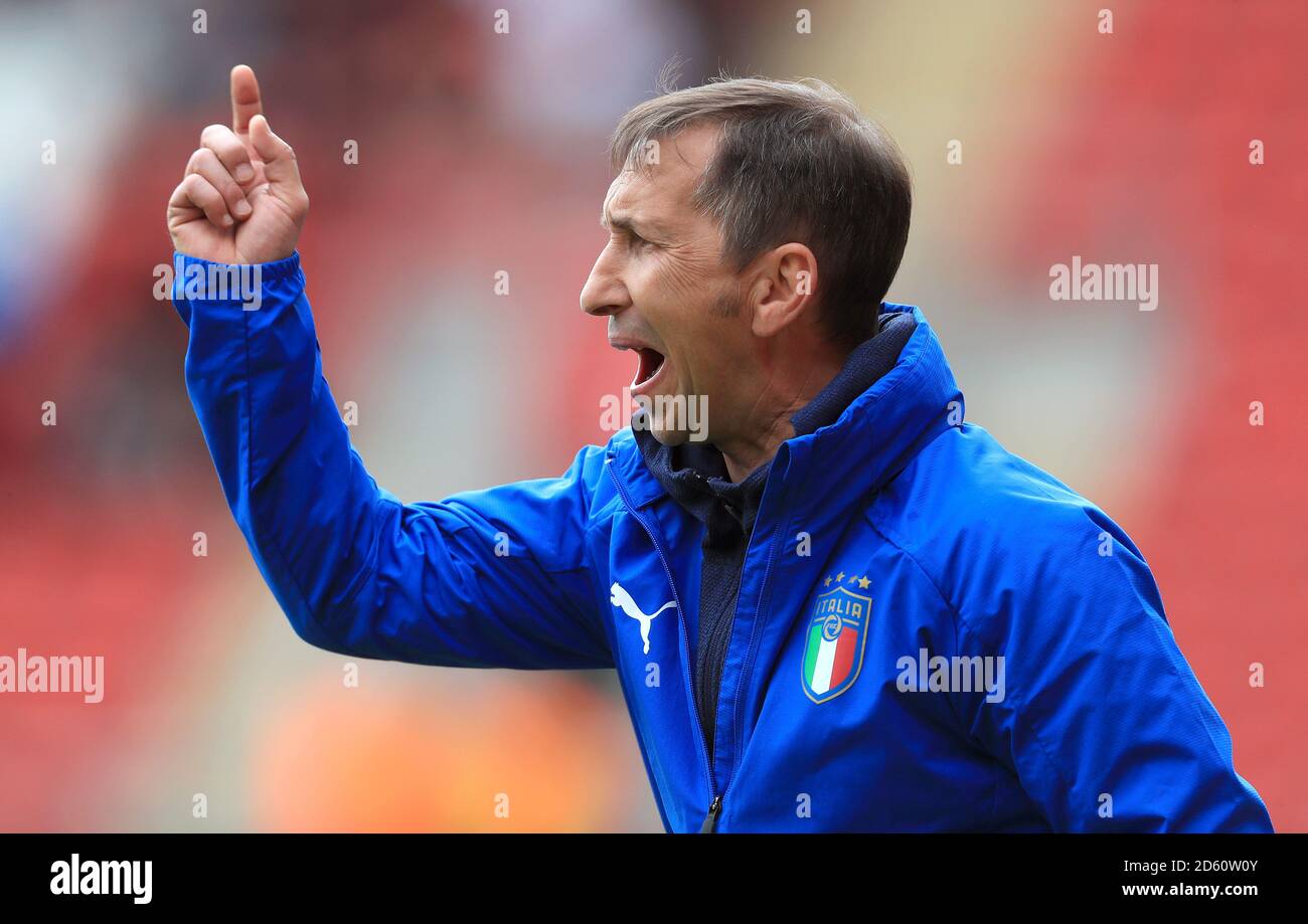 Italy's manager Carmine Nunziata gestures on the touchline Stock Photo