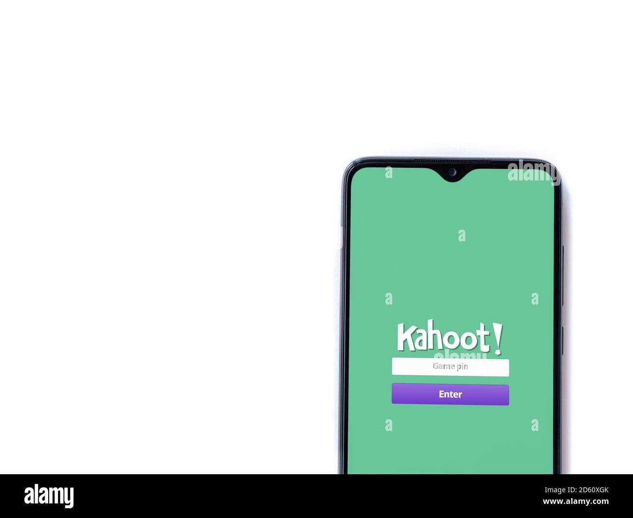 Lod, Israel - July 8, 2020: Kahoot! app launch screen with logo on the  display of a black mobile smartphone isolated on white background. Top view  fla Stock Photo - Alamy