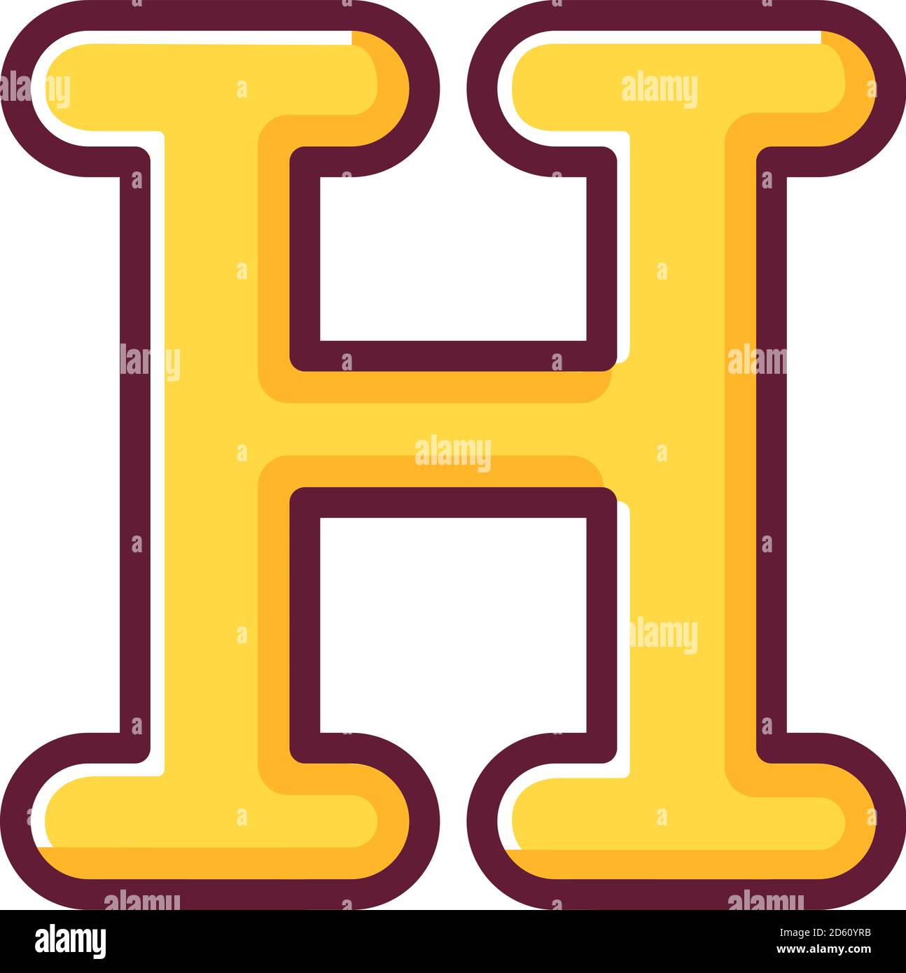 Letter H of the English alphabet. Alphabetic character. An icon for the
