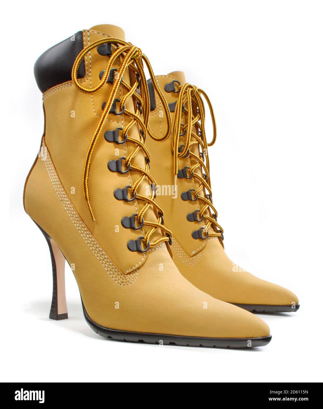 Stiletto lace up Timberland style boots with pointed toe