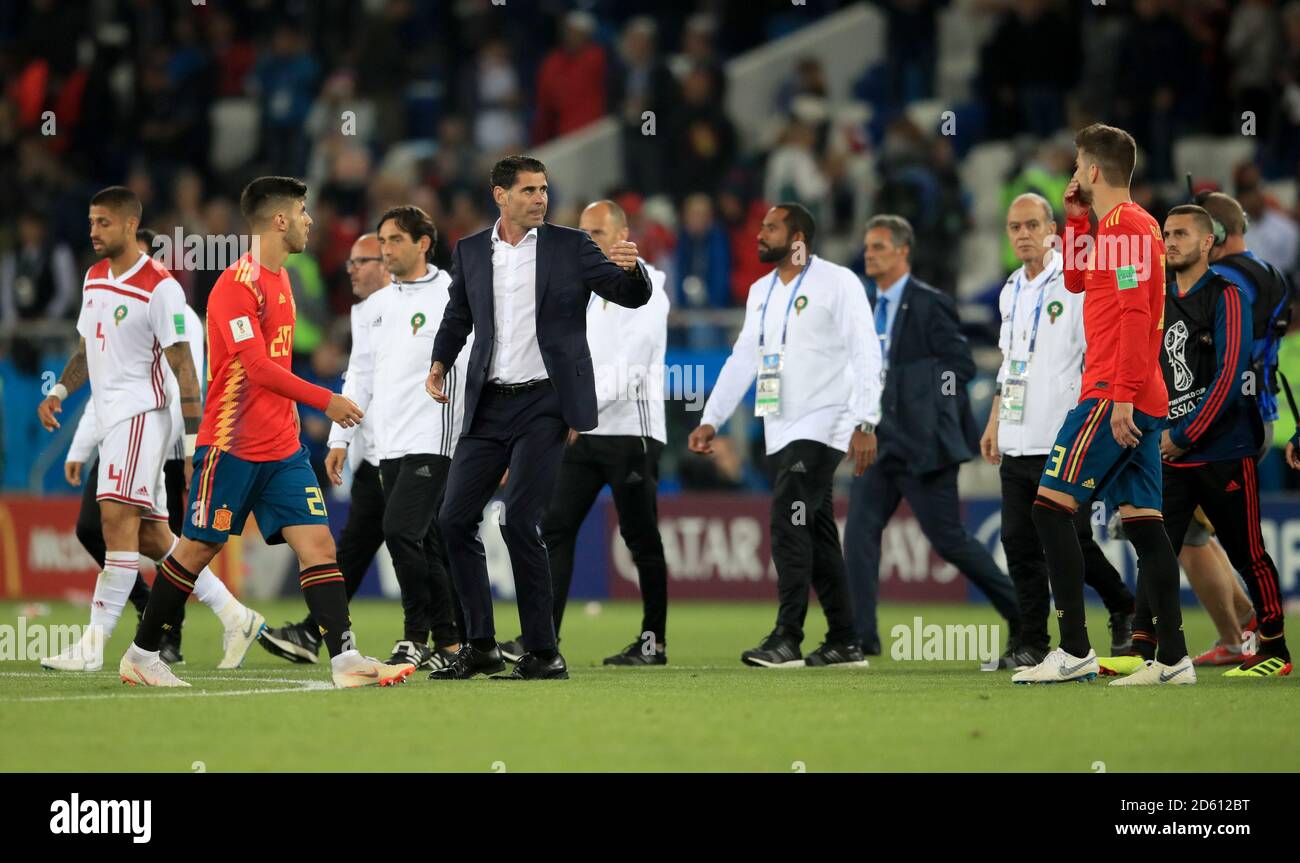 spain-manager-fernando-hierro-reacts-after-the-final-whistle-stock