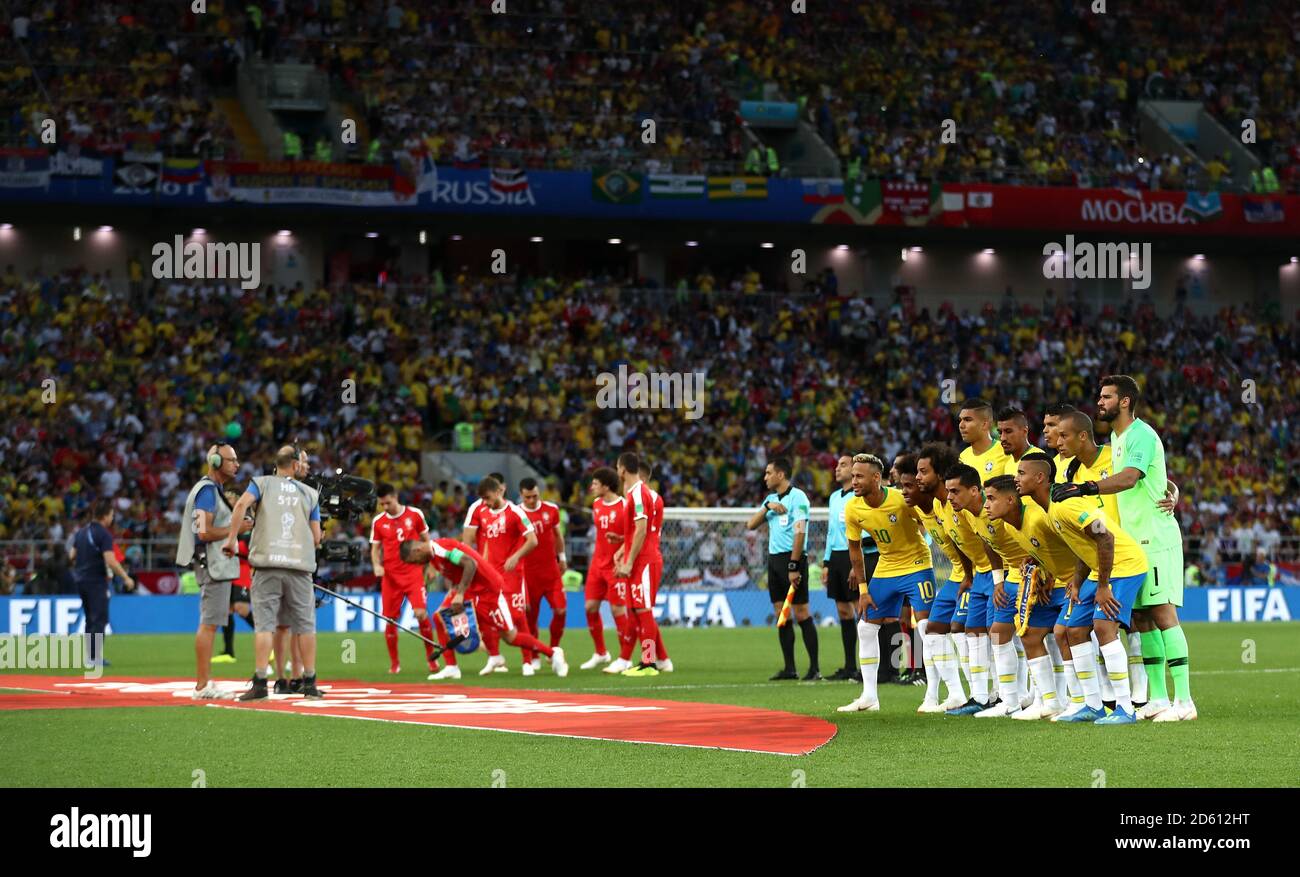 Brazil team group pose for a picture prior to the match Stock Photo