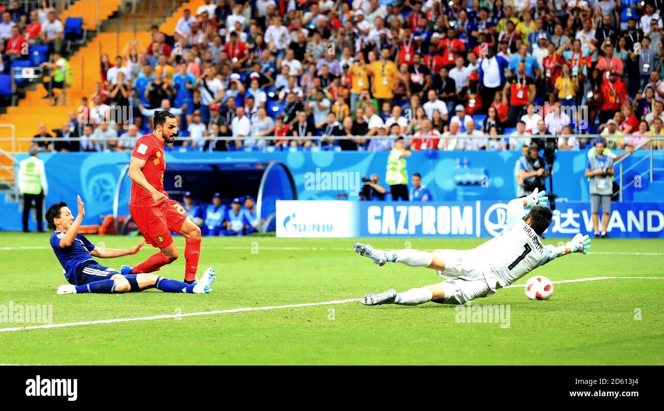 Belgium's Nacer Chadli scores his side's third goal of the game Stock Photo