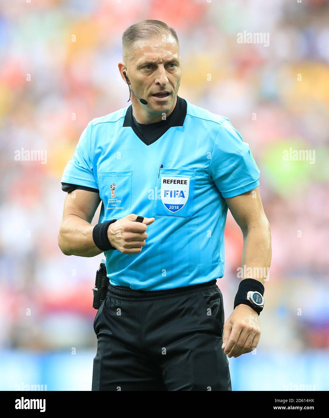 Match referee Nestor Pitana during the FIFA World Cup 2018 final at the Luzhniki Stadium in Moscow, 15th July 2018 Stock Photo