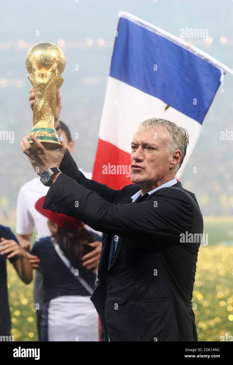 France Manager Didier Deschamps Celebrates With The Trophy After The france-manager-didier-deschamps-celebrates-with-the-trophy-after-the