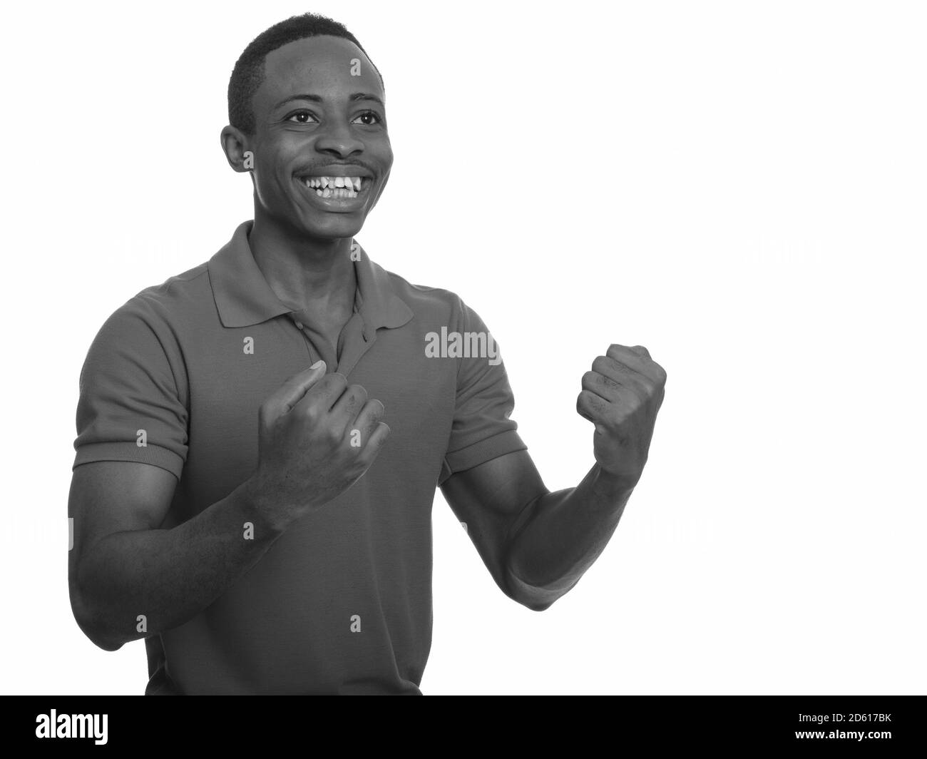 Portrait cheerful handsome young african Black and White Stock Photos ...