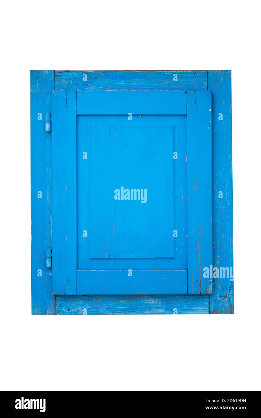 Vintage window with closed shutters isolated on white background Stock ...