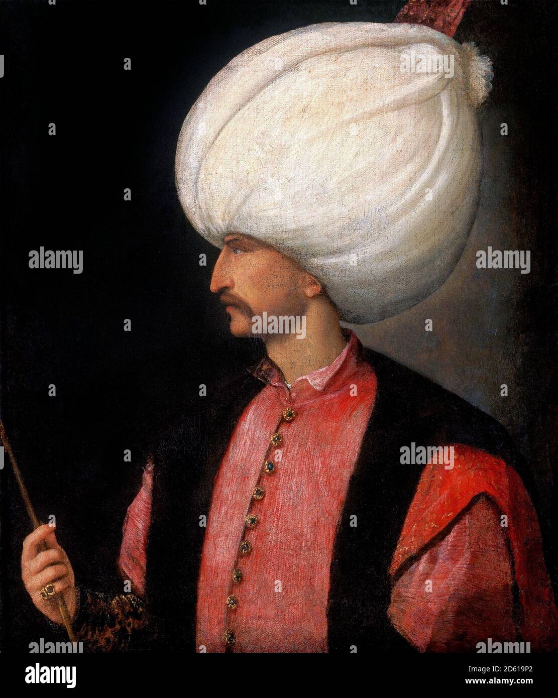Suleiman the Magnificent. Portrait of the tenth and longest-reigning Sultan of the Ottoman Empire, Suleiman I (1494-1566), anonymous after Titian , c.1530 Stock Photo