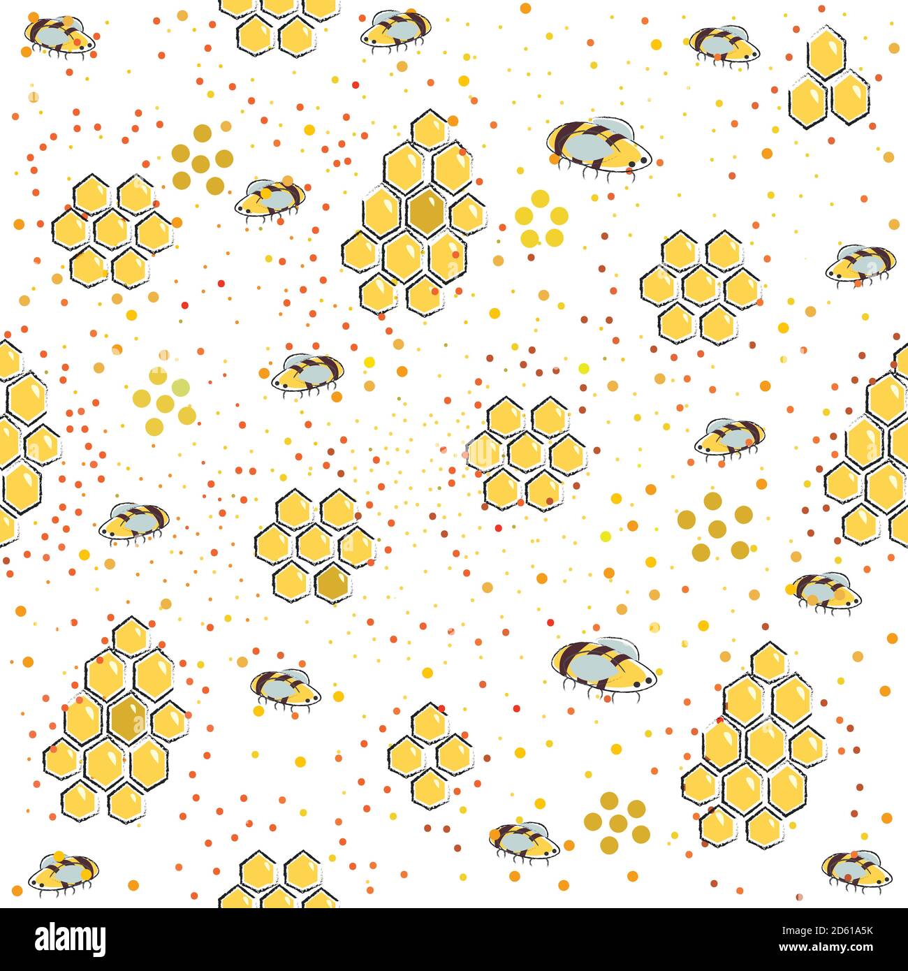 Seamless Pattern with Honey. Scandinavian Style. Vector Graphics Stock Vector