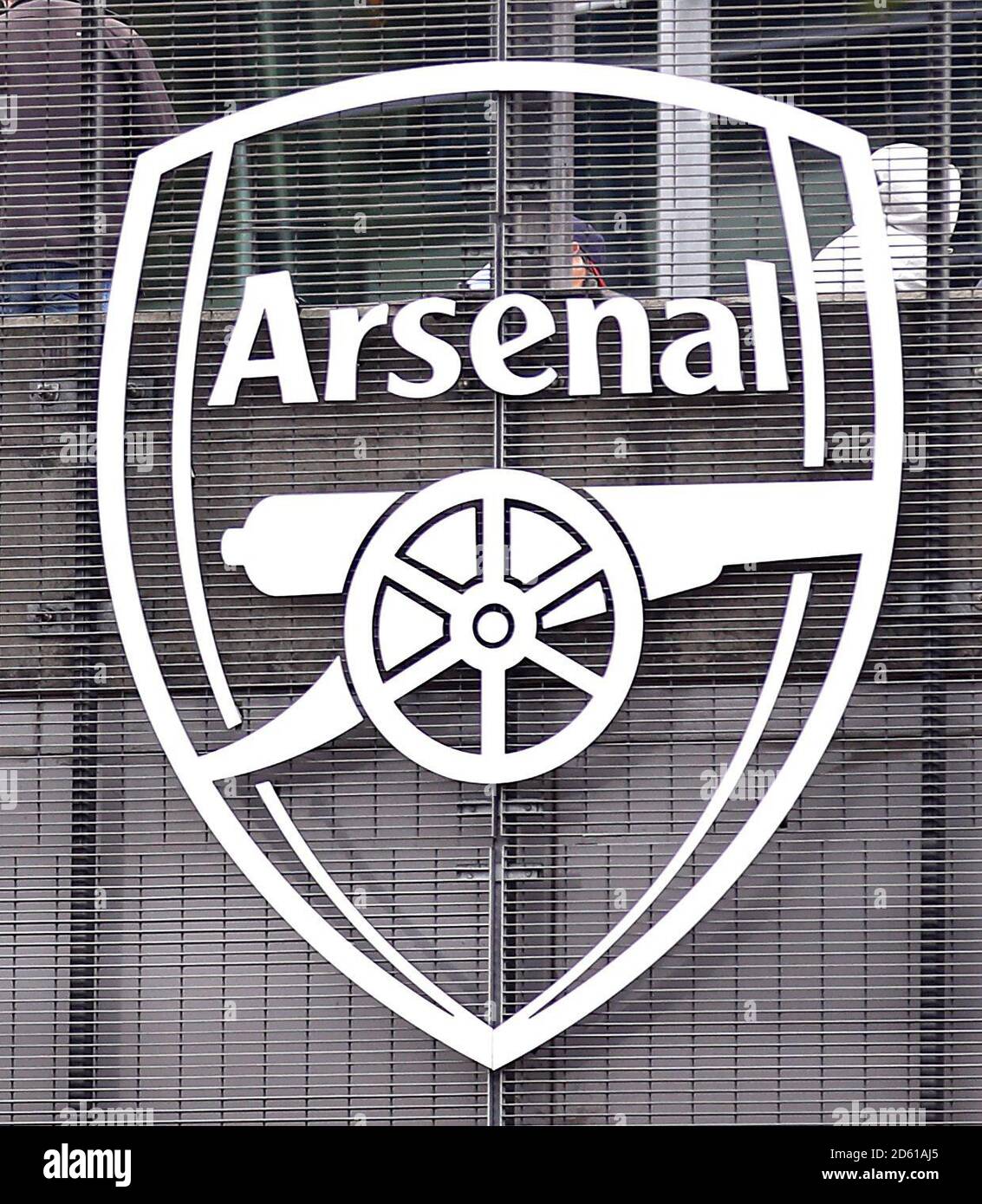 Close up of the Arsenal crest outside the ground Stock Photo