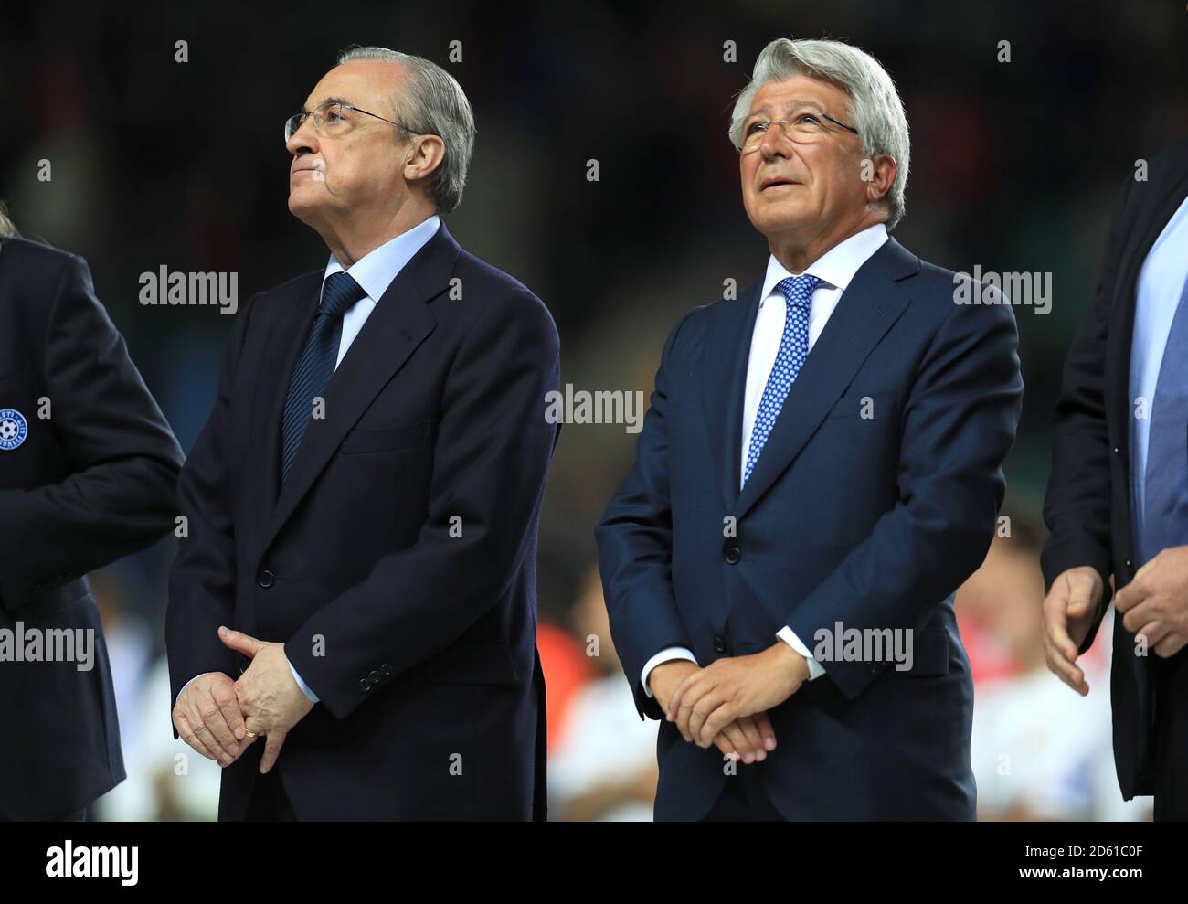 Real Madrid President Florentino Perez (left) and Atletico Madrid President Enrique Cerezo  Stock Photo