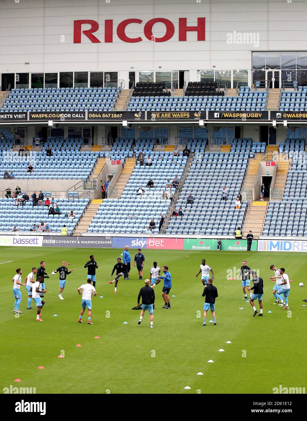 Coventry players warming up before the game Stock Photo