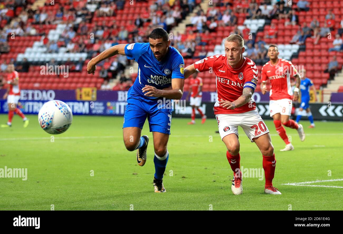 Peterborough United's Colin Daniel (left) and Charlton Athletic's Chris