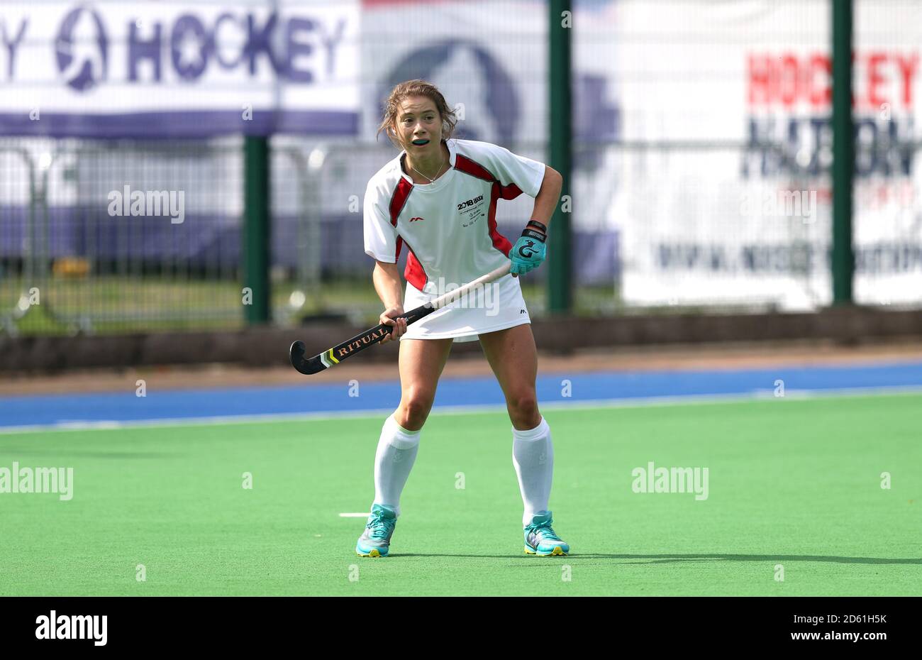 England White's Lottie Gill competes in the Hockey during the 2018 ...