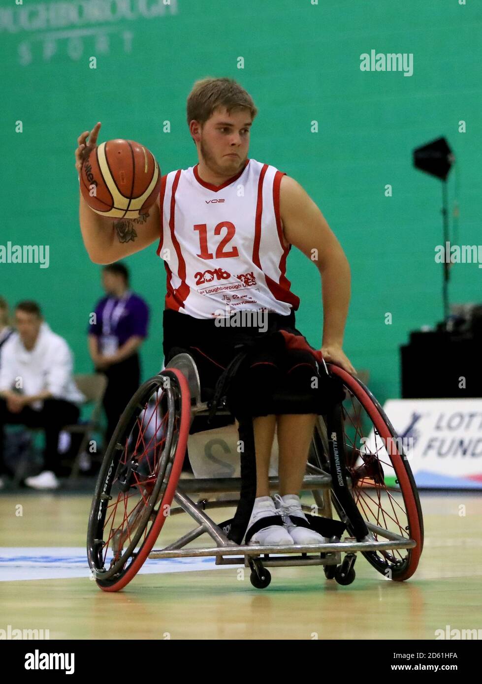 Wales' Oliver GriffithSalter competes in the Wheelchair Basketball