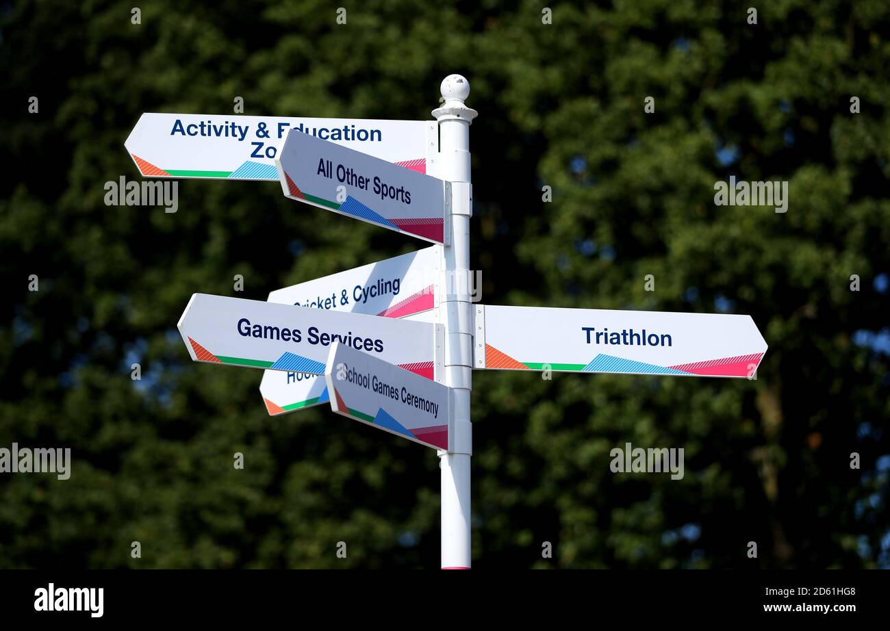 A general view of signage during Day Two of the School Games at Loughborough University Stock