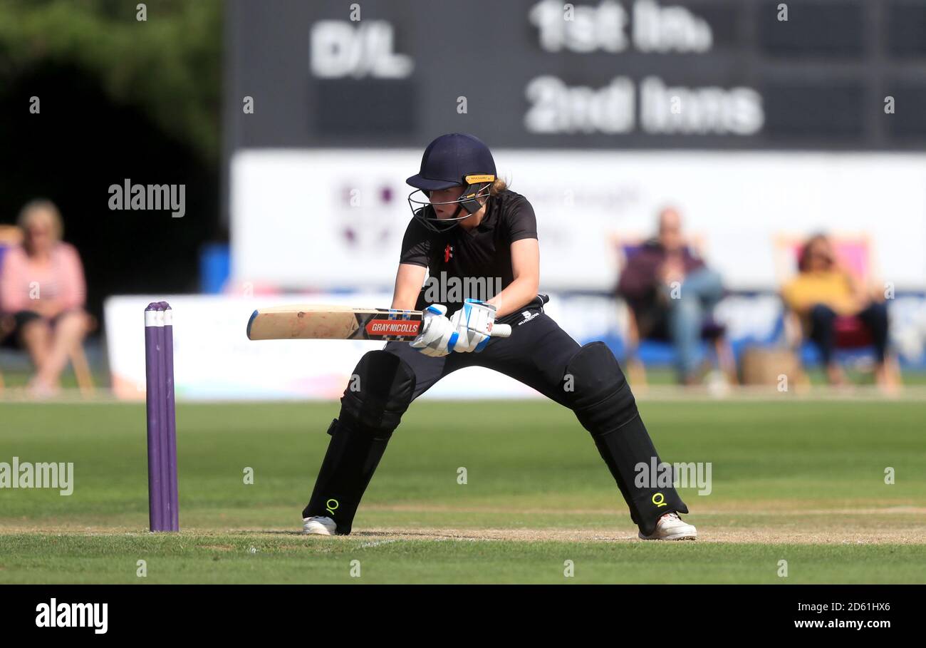 Team Knight's Rebecca Duckworth bats whilst competing in the Cricket