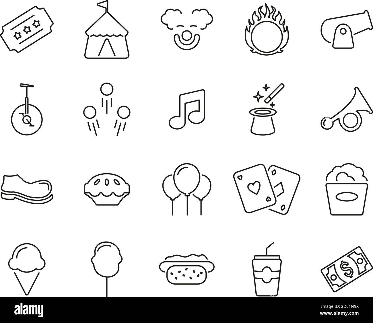 Circus Or Circus Show Icons Thin Line Set Big Stock Vector Image & Art ...