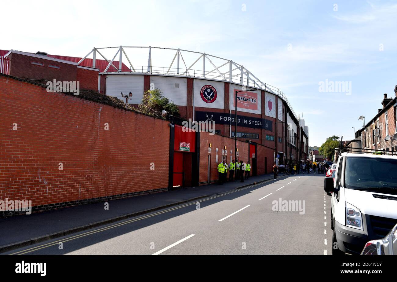 A general view of the outside of Bramall Lane prior to the beginning of