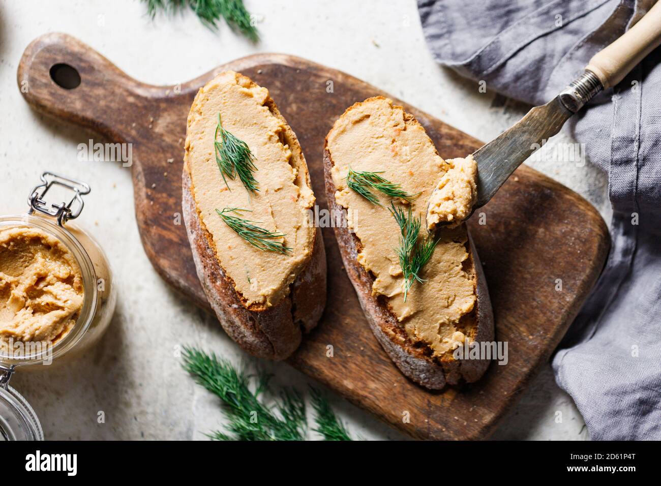 Toasts with pate and fresh drill. Healthy appetizer Stock Photo Alamy