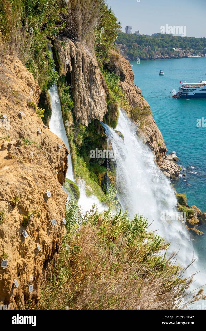Beautiful view of Duden waterfall in Antalya, Turkey Stock Photo