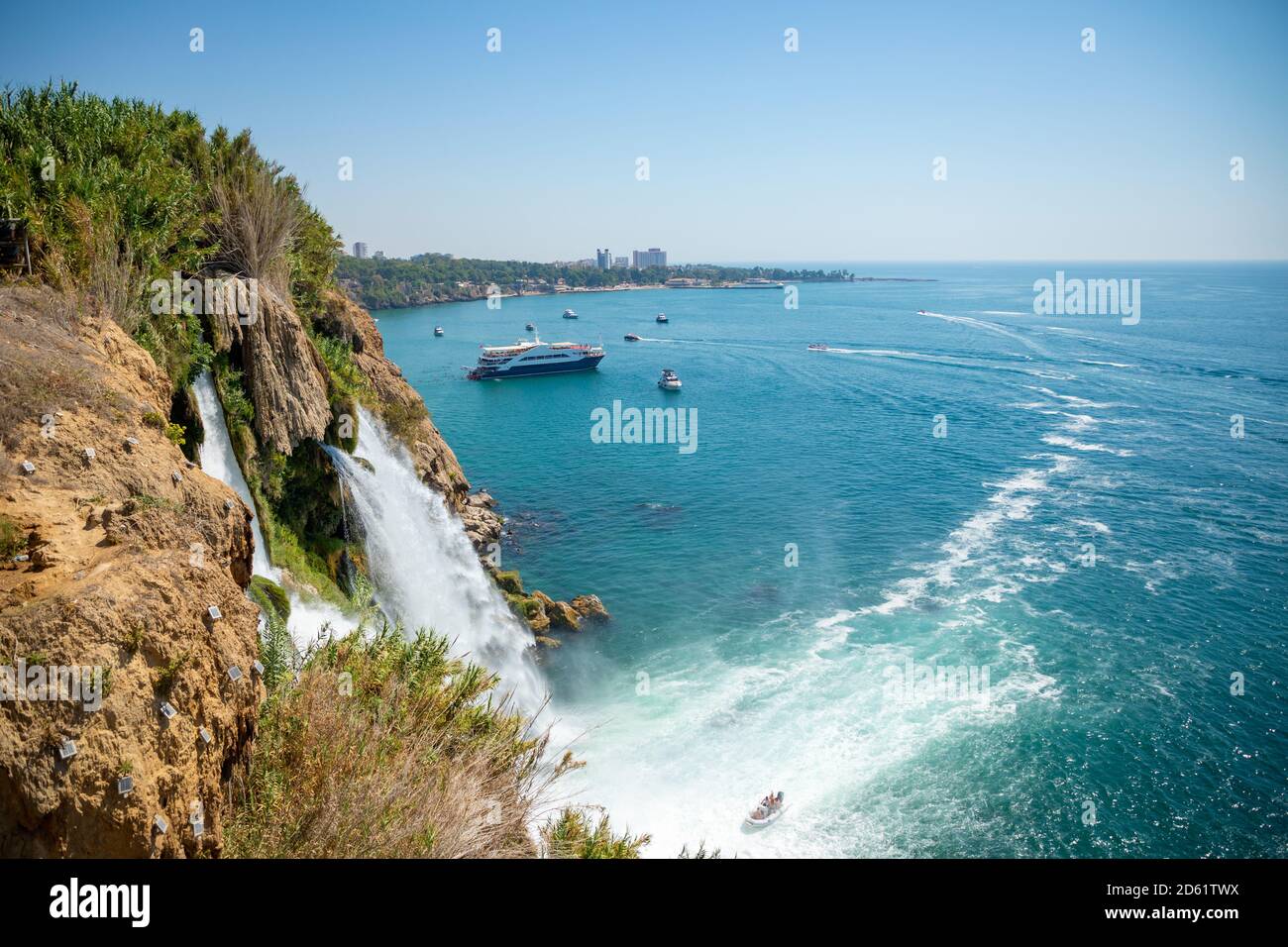 Beautiful view of Duden waterfall in Antalya, Turkey Stock Photo