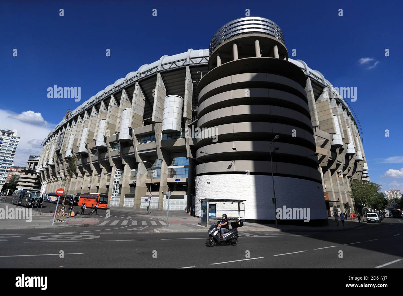 A general view of Real Madrid flags on display outside the stadium grounds  Stock Photo - Alamy