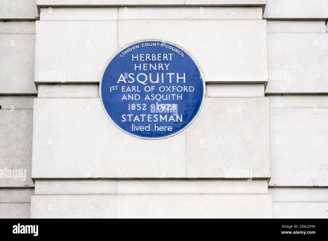 Blue plaque on the house of Herbert Henry Asquith in Cavendish Square, London. Stock Photo